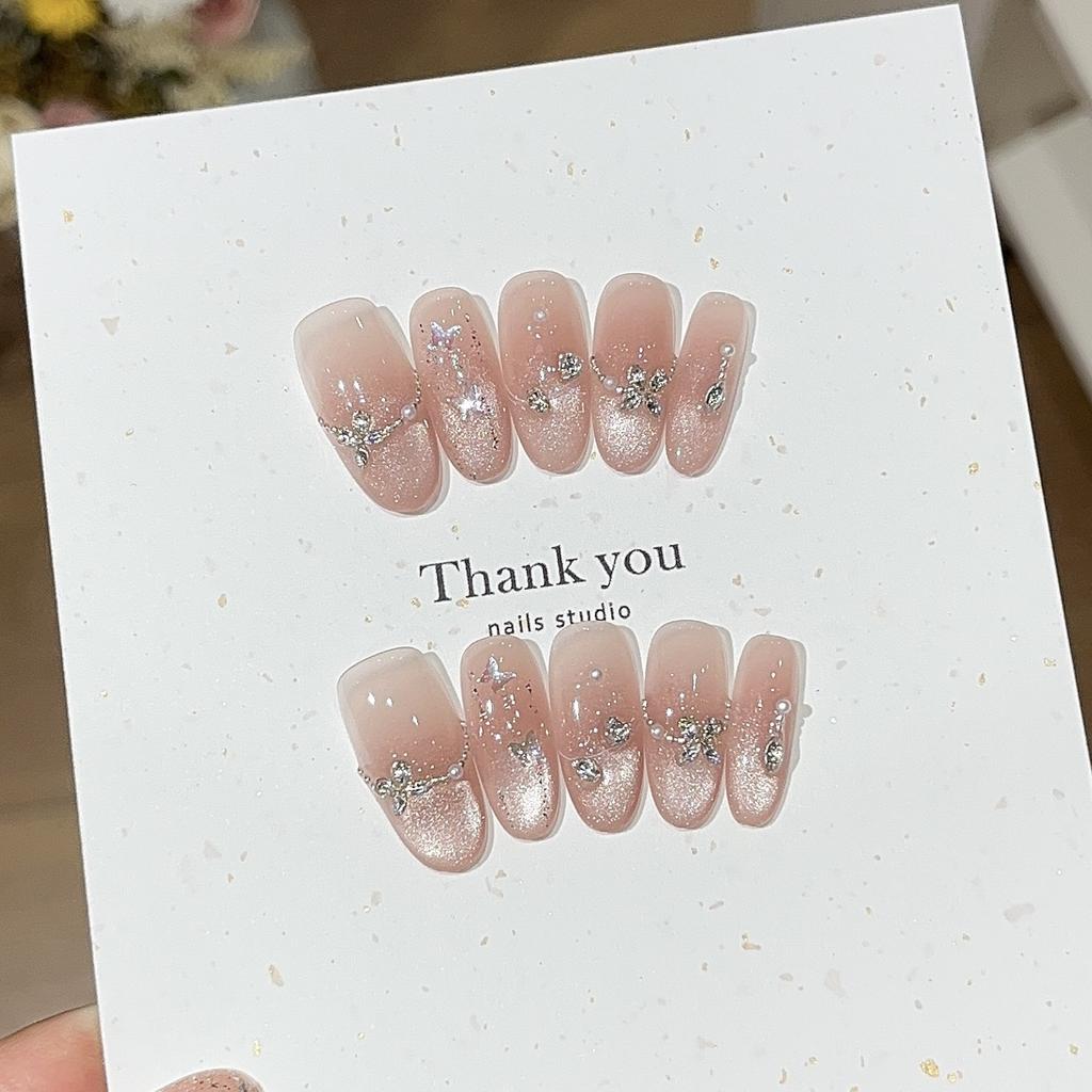 Focus Spring and Summer Atmosphere Flashes Peach Cat Eyes Flashes Fine Butterfly Sequins Broken Diamond Wear Armor