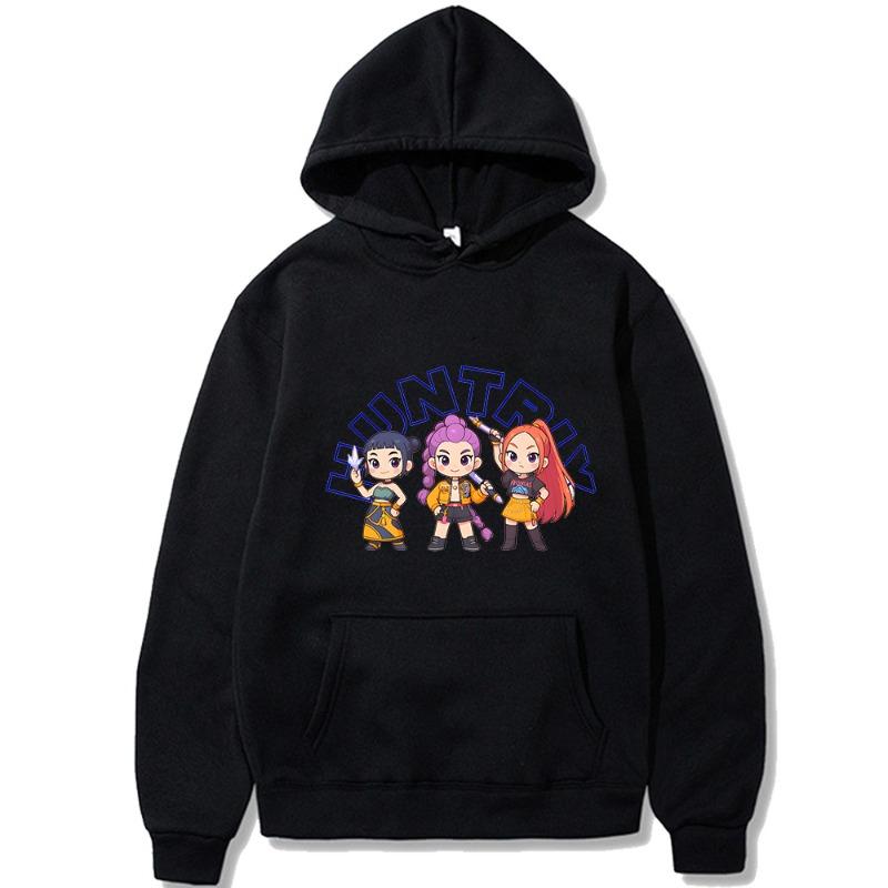 Women's Youthful Fashionable Winter Hooded Sweatshirt Loose Anime Witch Hunt Group Peripheral Printed Casual Sports Comfortable Sweatshirt