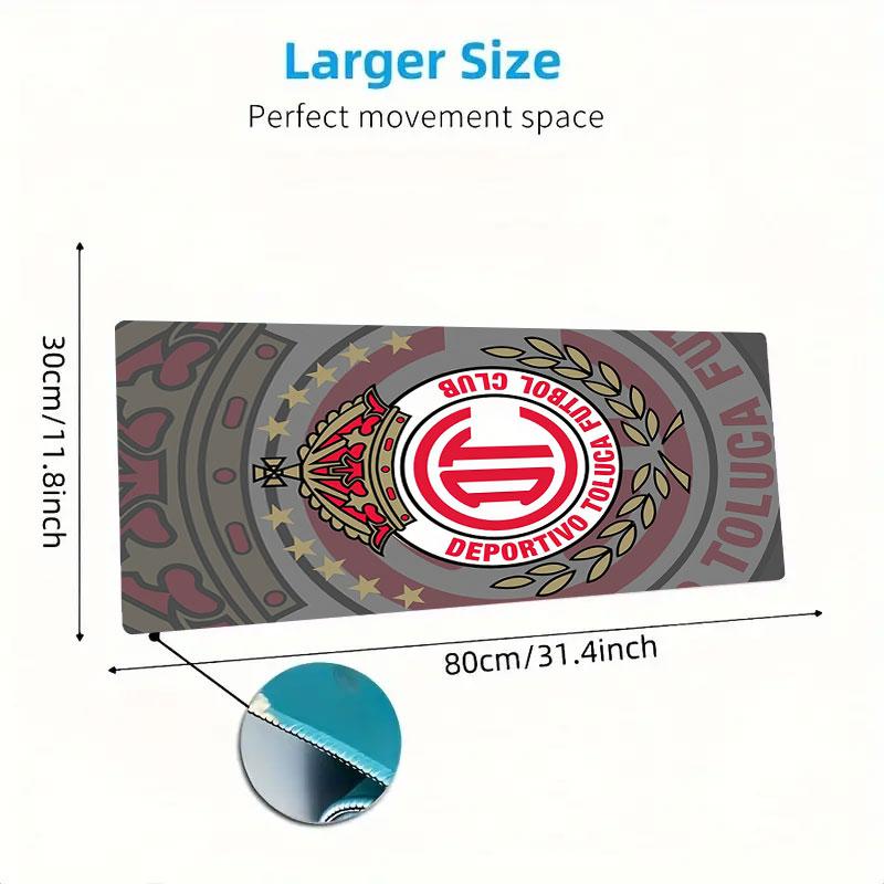 Toluca FC Mouse Pad, Large Gaming Desk Mat, Non-slip XXL Mousepad for Laptop & Tablet, Mini PC Playmat with Stitched Edges