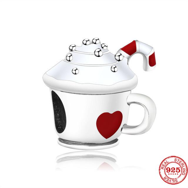 925 Sterlingsilber DIY Schmuck Lippenstift High Heels Liebesherz Hantel Apfel Charm Perle Armband