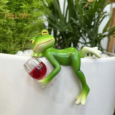 3 Stück/Set Mini Trinkender Frosch Figur Stehend Sitzend Liegend Cartoon Frosch Statue Harz Skulptur Outdoor Garten Blumentopf Umarmender Ornament