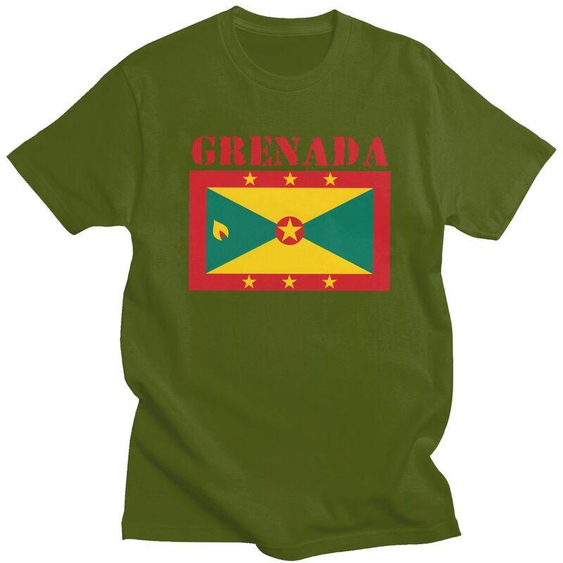 Individuelle Herren Grenada Flagge T-Shirts Kurzarm Baumwoll-T-Shirt Streetwear T-Shirt Lässiges T-Shirt Slim Fit Kleidung