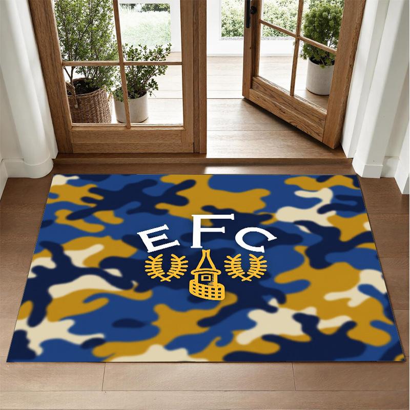 Everton Football Design Crystal Velvet Rug Soft Decorative Mat for Bedroom Entrance