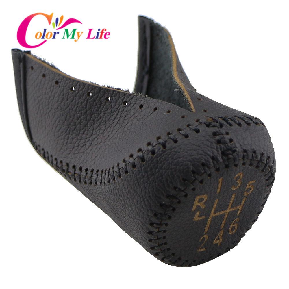 Color My Life Leather 5 6 Speed Car Gear Head Collars for Renault Clio MK3 III Megane MK2 Scenic MK2 Kangoo MT Shift Knob
