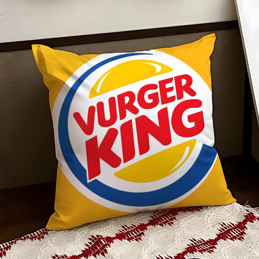 BBurger KKing Logo Cushion Cover Reversible Soft Durable Pillow Cover Home Car MultiScene Use for Daily Comfort