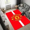 Manchester United Logo Area Rug, Red Base White Stripe Team Crest Print Non Slip Floor Rug for Football Fan Bedroom Living Room Decor