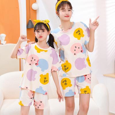 Children's Short Sleeve Set Summer Thin Family Outfit Cute Cartoon Short Sleeve Home Suit Set