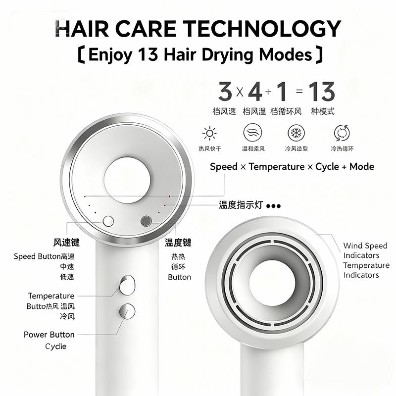 High-Speed Electric Hair Dryer Machine2500W Adjustable Temperature Professional Low Noise Fast Drying Anion Hair Care Blow Dryer