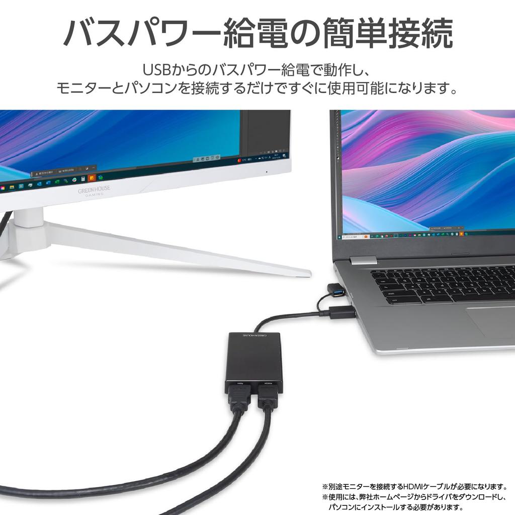 Green House USB to HDMI Adapter Type-A/C Multi-Monitor (GH-TCHDD-BK)
