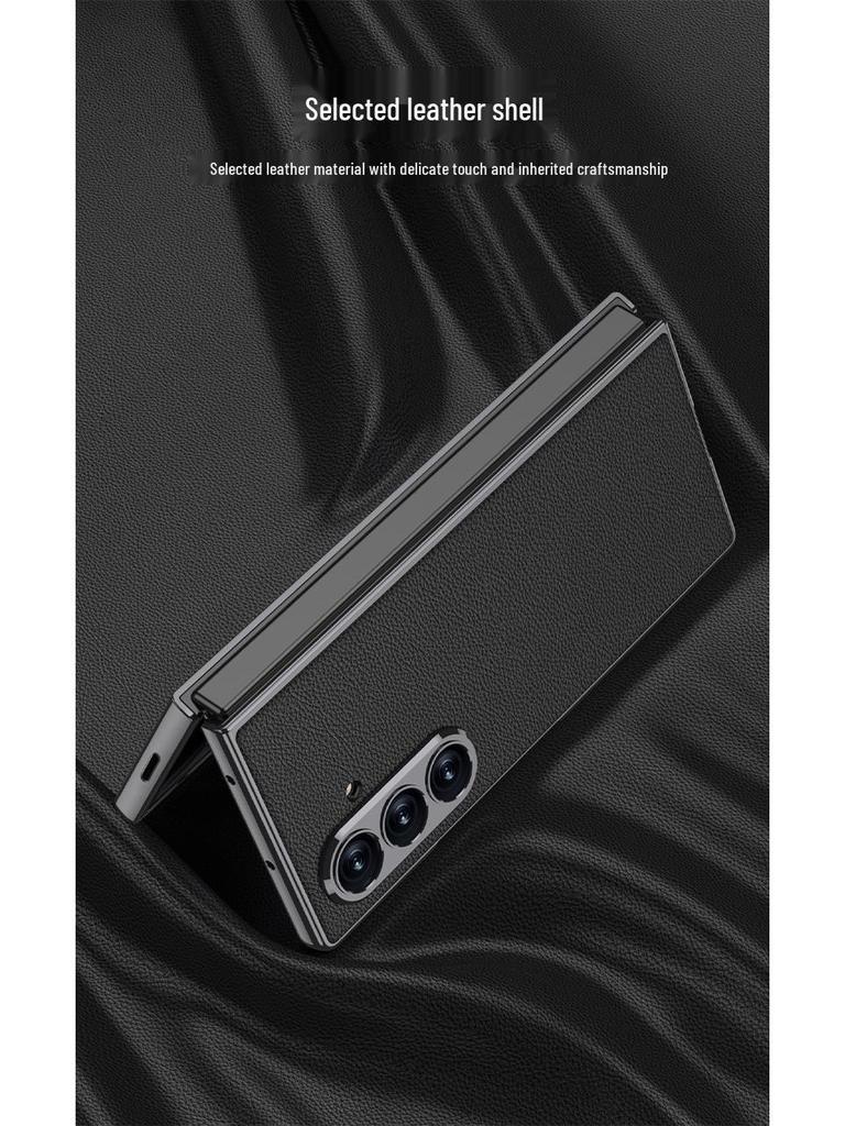 Solid Color Electroplated Leather Case for Samsung Z Fold7