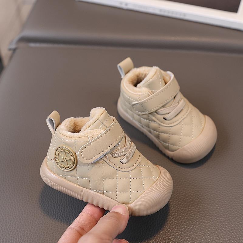 Children's Fleece-lined Soft-soled Anti-slip Baby Walking Shoes, Cotton Boots for Both Boys and Girls