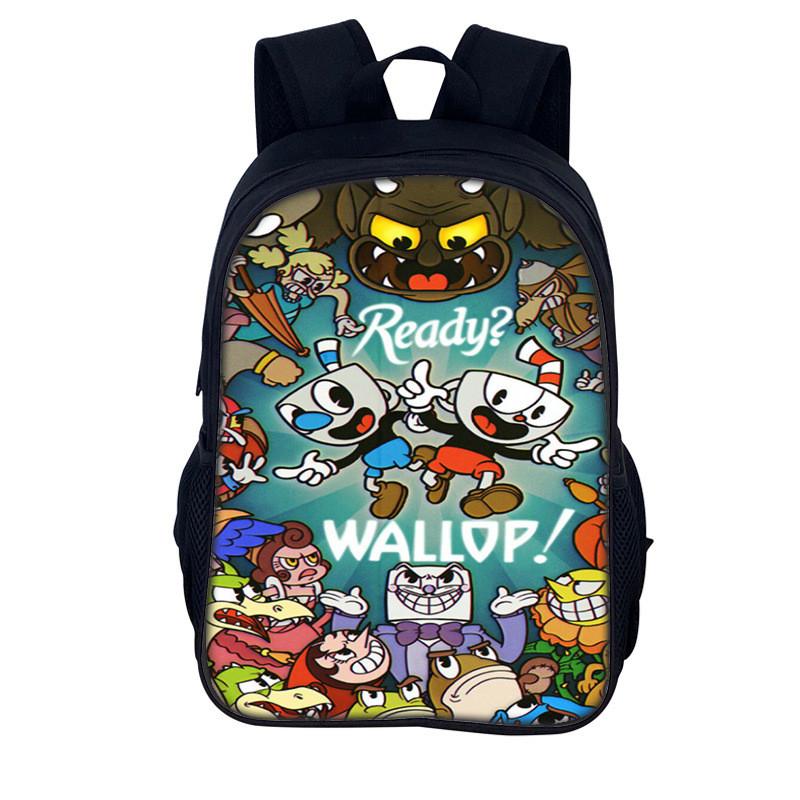 Cuphead Cartoon Backpack For Kids With Nylon Material And Spacious Design For School And Travel