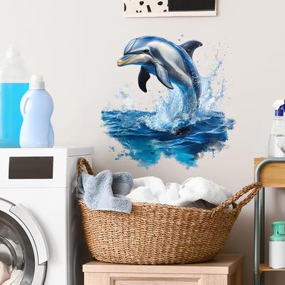 Underwater World Dolphin Bathroom Home Background Beautification and Decoration Wall Stickers