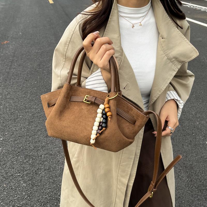 Suede tote bag women's 2025 new trendy autumn and winter exquisite ultra-fire leopard print shoulder bag commuter messenger bag