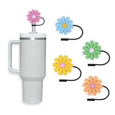 8Mm Macaron Kleine Blume Strohhalm Kappe Staubschutz Silikonabdichtung Wiederverwendbare Cartoon Strohhalm Kappe