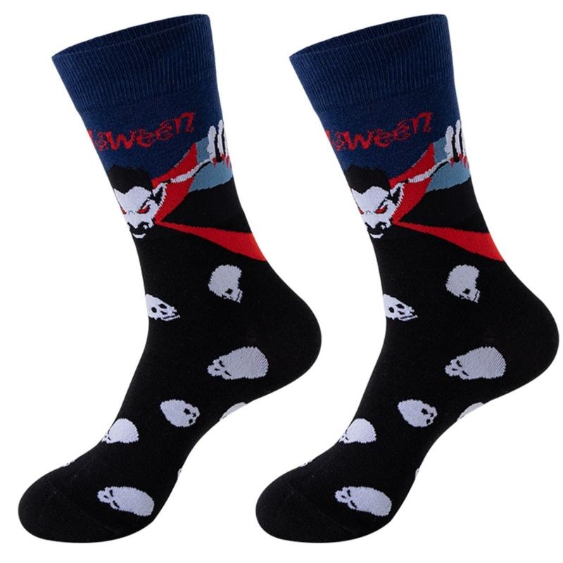 Halloween Socks with Scary Skulls, Vampire Teeth, and Pumpkin Faces Charm Designing Woman Man Autumn Winter Socks