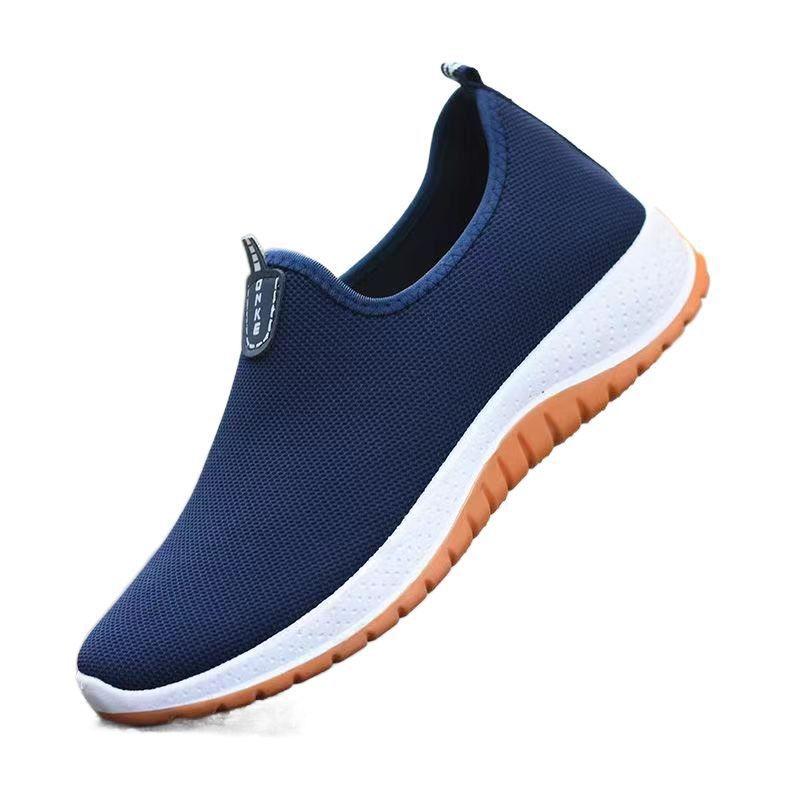Old Beijing Cloth Shoes for Men, Breathable Canvas & Mesh Walking Shoes for Elderly Dad, Casual Comfort Shoes Wholesale
