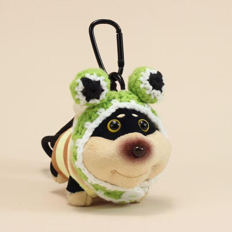 1Pcs Animal Accessories Cute Portable Bee Puppy Bag Pendant Soft Unique Puppy Plush Doll Dog Keychain Bag Hanging Decoration
