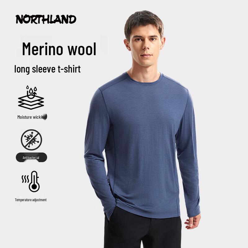 Men s Merino Wool Breathable Thermal Long-Sleeve T-Shirt NTSFH5583E 185/100A