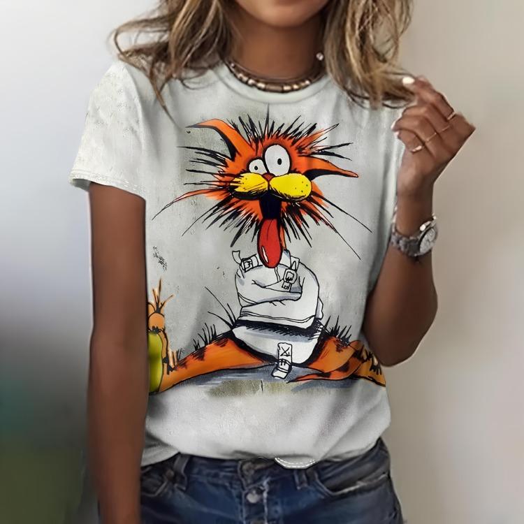 Kawaii Funny Animal Graphic Women's T Shirts Casual Oversize Short Sleeve Top Female Fashion Clothing Ladies
