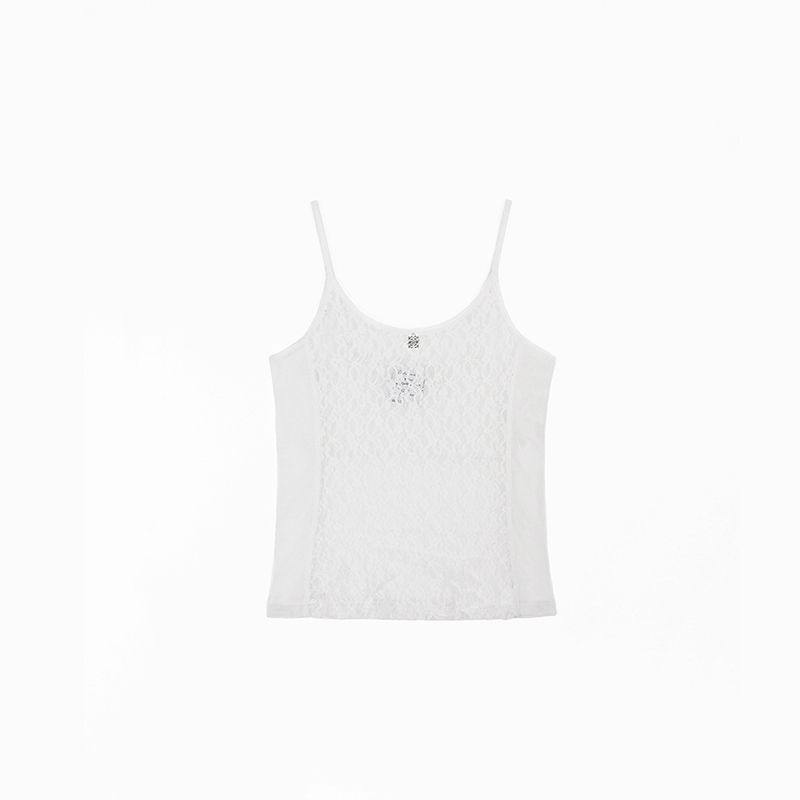 Badblood Sexy Lace Camisole Women's American Sexy Patchwork Niche Style Perspective Summer Inner Wear Blouse Tide