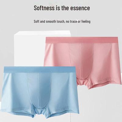 Męskie bokserki Ice Silk z oddychającym średnim stanem - jednolity kolor, cienkie, wygodne dopasowanie