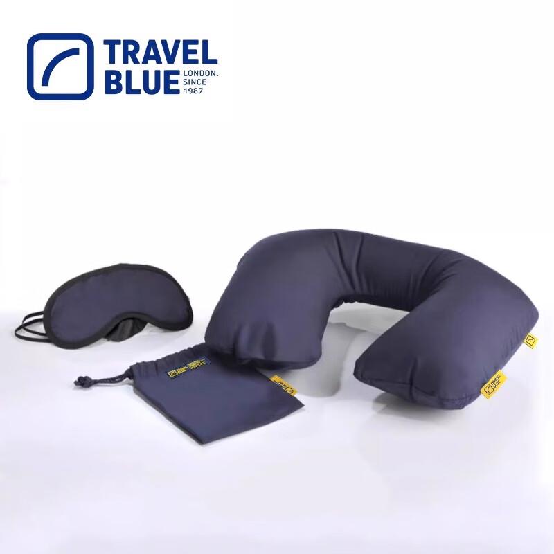 TRAVELBLUE Portable Inflatable U-Shape Travel Pillow & Eye Mask Set