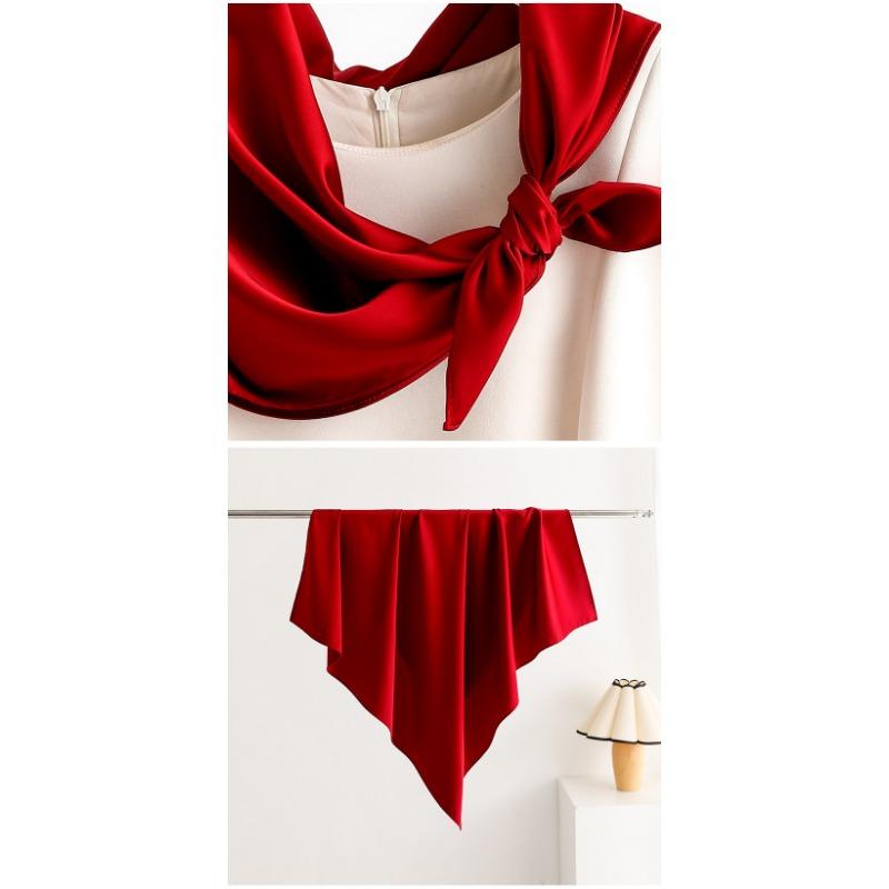 Elegant Elastic Satin Square Scarf Fashion Versatile Women Neck Scarf