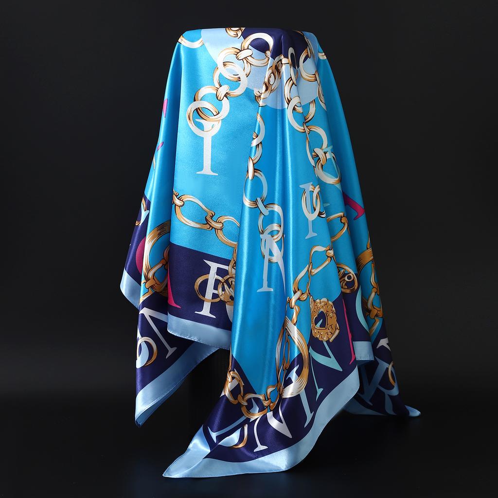 Silk Scarf Scarftop Headwraps For Women Vintage Four Seasons Hair Scarve 90*90Cm Hijab Foulard Iuxe Bandana Femme Headscarf