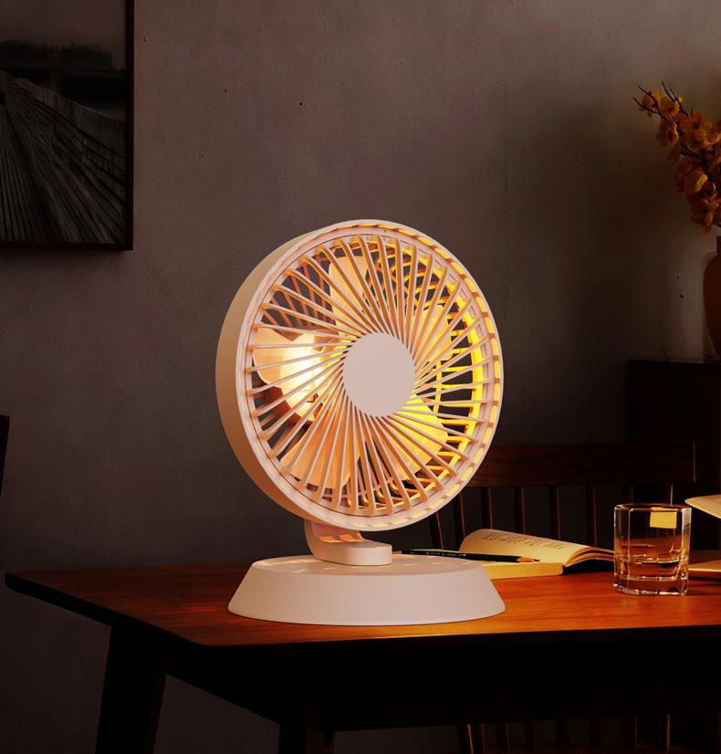 Rechargeable Desktop Fan with Light - 2026 Model, Oscillating Tabletop Electric Fan for Home or Office