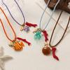 Handmade Chunky Rope Multi Color Ceramics Starfish Octopus Fish Pendant Necklace Summer Beach Shell Y2K Collar Jewelry