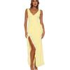 Womens Solid Color V-Neck Sleeveless Ruffle Hem Slit Maxi Dress High Waist Street Chic 2026