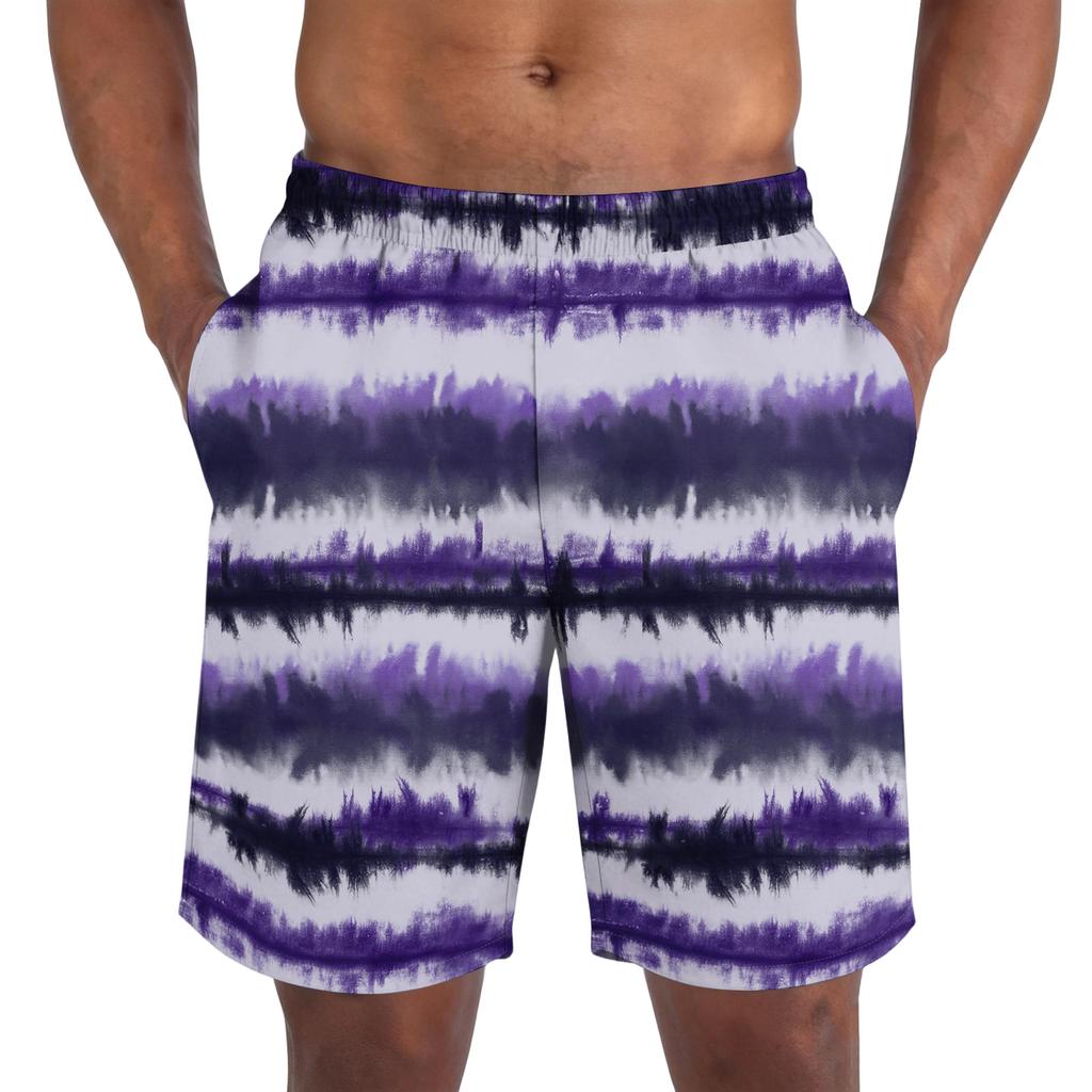 Herren Freizeitshorts mit elastischem Bund, Batikdruck, lockere Passform, leichte Sommer-Strandbekleidung für den täglichen Gebrauch