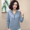 Chic Women's Casual Spring/Autumn Long-Sleeve T-Shirt with Half-Zip Design
