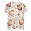 Modieus casual T-shirt met korte mouwen en raglanmouwen voor dames met paasprint.