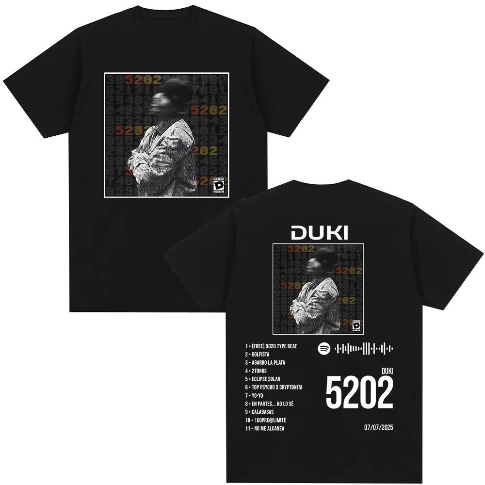 

Rapper Duki Duki 5202 MIXTAPE 2026 Album Merch T Shirts Unisexs Women Hip Hop Vintage Tshirts Cotton Casual Short Sleeve Tshirts XL