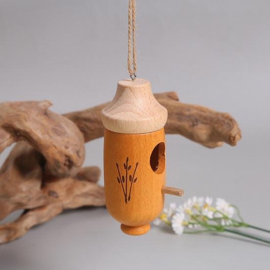 Hummingbird House Unique Shape Hanging Bird Cage Wooden Bird Nesting House for Garden Outdoor Decoration