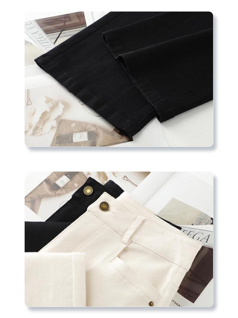 Spring 2025 Women's Off-White High-Waisted Wide-Leg Jeans - Pear-Shaped Figure Slimming