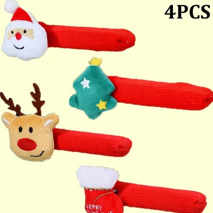 Christmas Holiday Decor Set - 1/4pcs Door Handle Gloves, Santa Claus Design, Home Christmas Tree Accessories