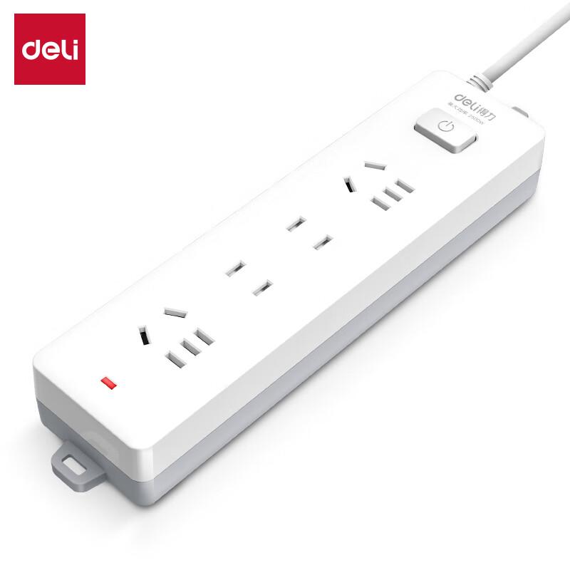 Deli 18163 4-Outlet Power Strip with 1.8m Cable CN plug (adapter included)