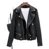New Women's Black Slim Fit PU Leather Motorcycle Jacket - Spring & Autumn Plus Size