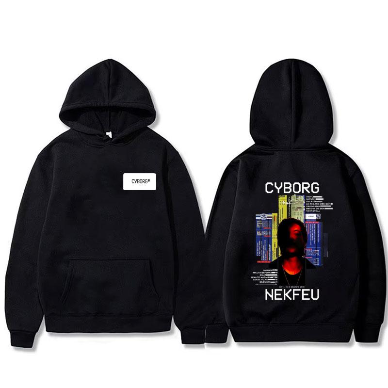 

Rapper Nekfeu Cyborg Graphic Hoodie Men Women Hip Hop Fashion Pop Music Pullover Male Casual Vintage Fleece Hooded Sweatshirt 3XL