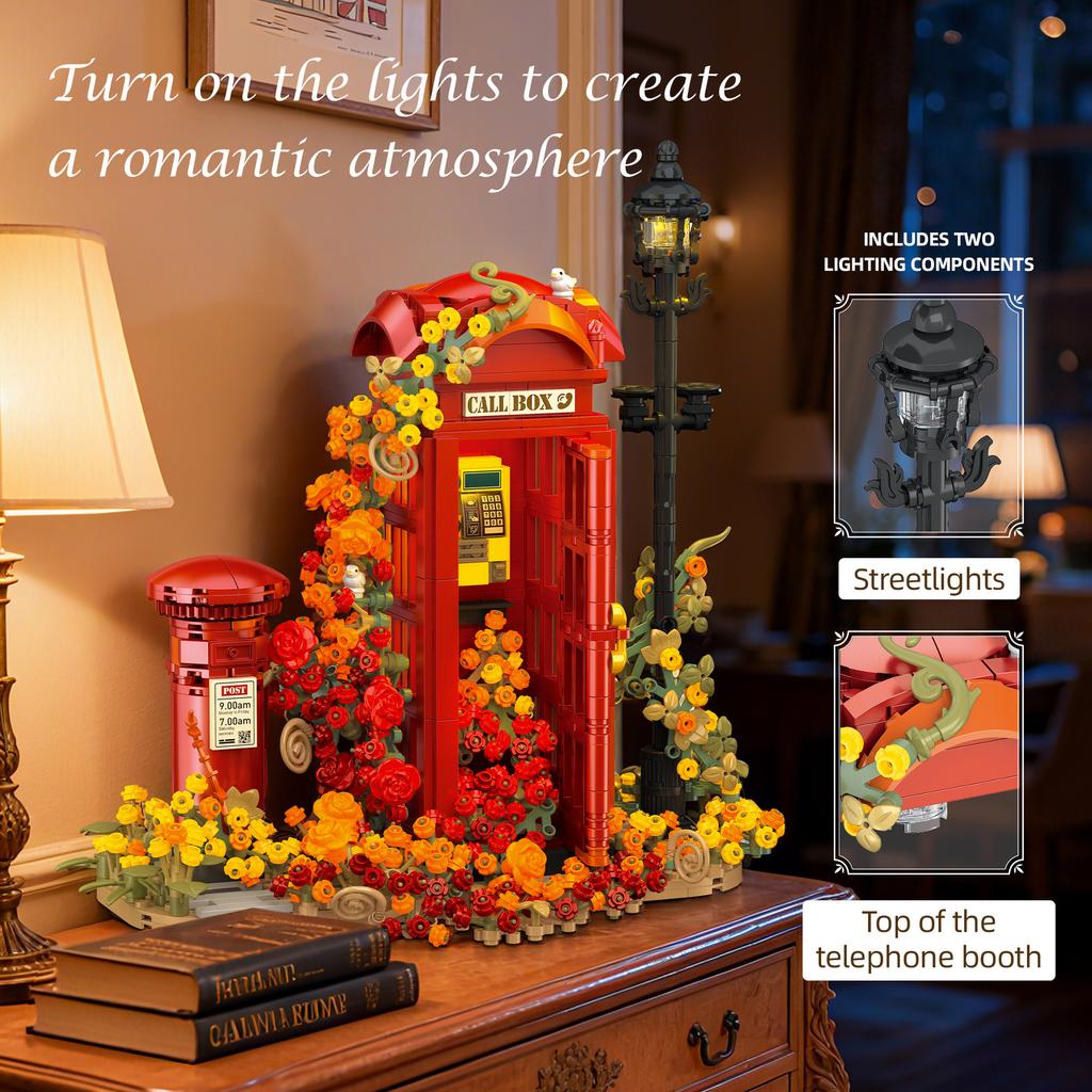 Telephone Booth Moc Building Blocks Street View Moc Bricks Set for Adults Girl Micro Construction Set Model Assembling Toy Gifts