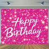 1 Piece Shining Pink Neon Happy Birthday Banner - Sparkling Background for Parties Cake Crush and Celebrations