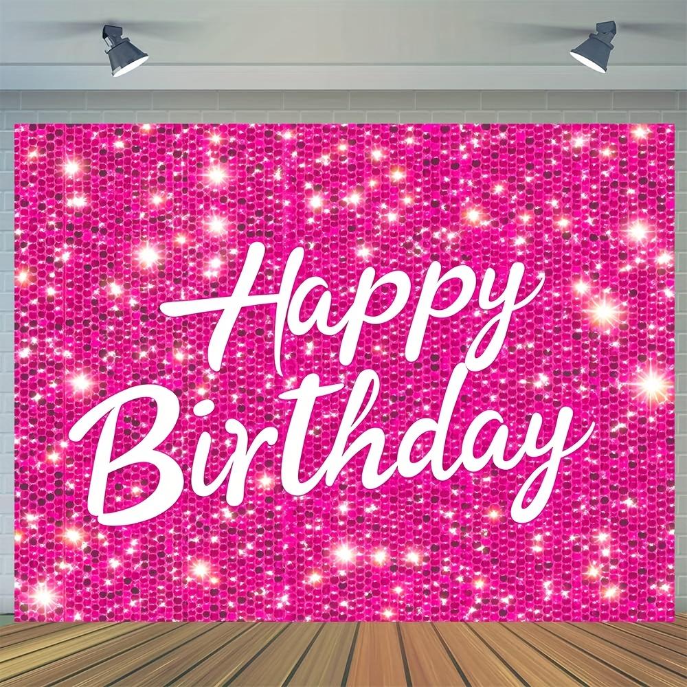 1 Piece Shining Pink Neon Happy Birthday Banner - Sparkling Background for Parties Cake Crush and Celebrations