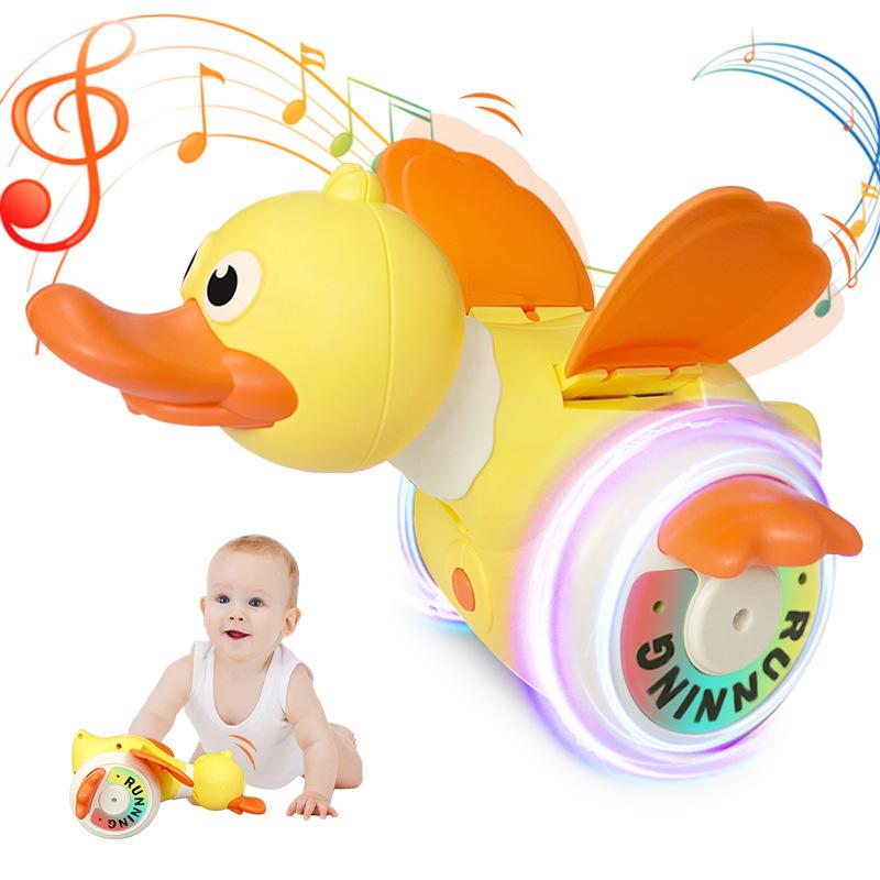 Kid Electric Musical Dancing Duck Simulated Foraging Free Rotation Duck Sound&Light Tummy Time Toys Crawling Toys for New Born