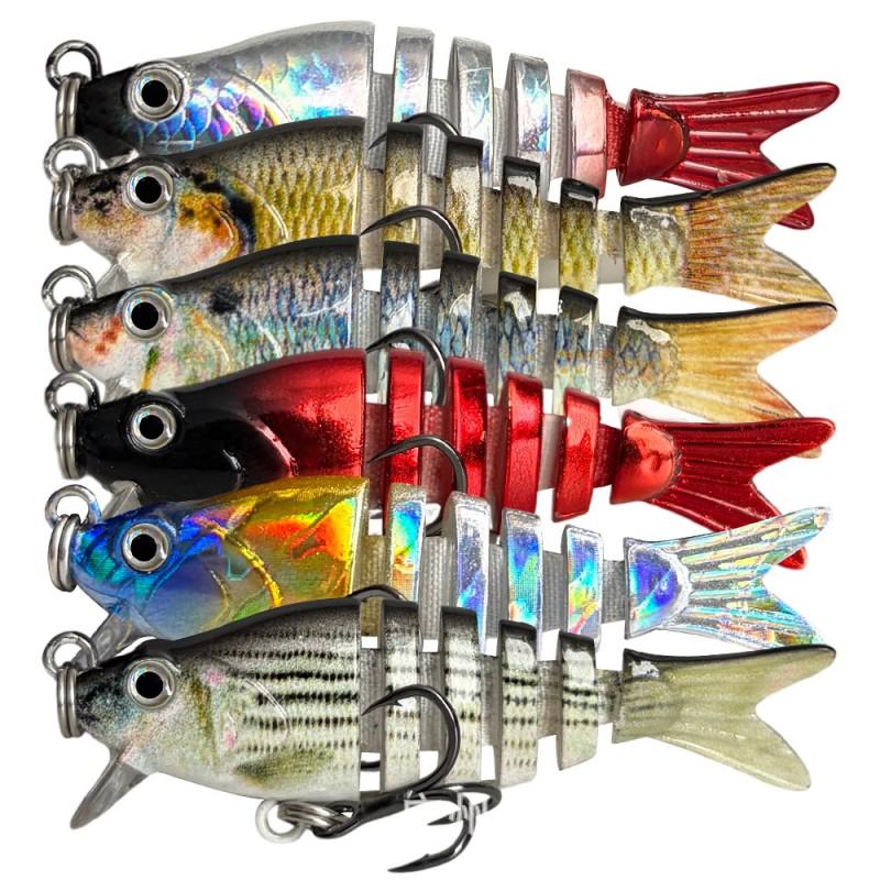 6-Pack Bionic Multi-Jointed Swimbaits Hard Lure Freshwater Saltwater Fishing Bass Pike