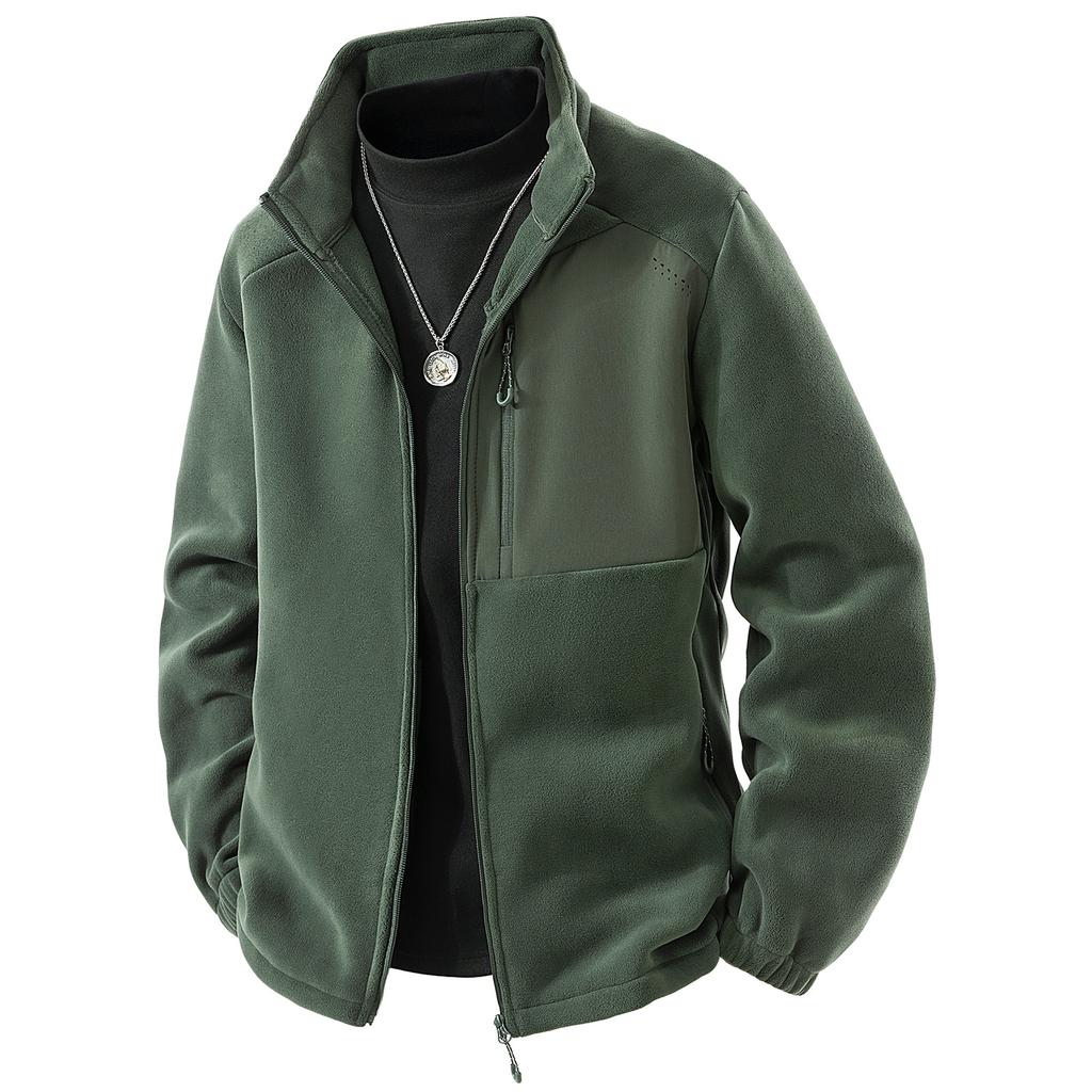 Autumn and Winter New Men's Fleece Plus Velvet Padded Austrian Fleece Outdoor Leisure Windproof Warm Coat.