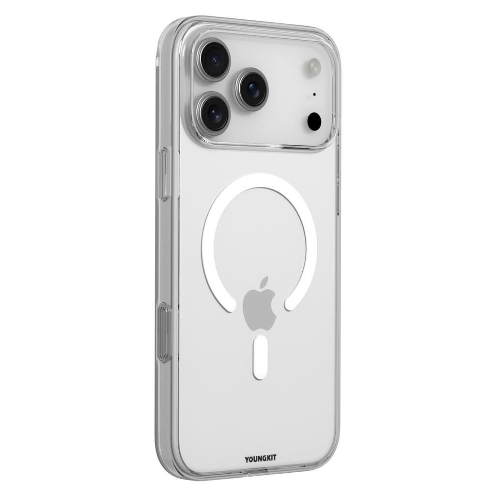 YOUNGKIT Transparente Schutzhülle für iPhone 17 Pro, kompatibel mit MagSafe, stoßfest, TPU-PC-Rückseite