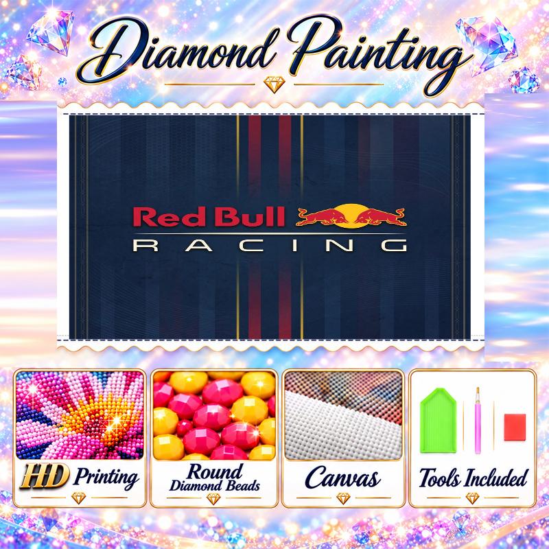 Red Bull Racing Diamond Painting Kit 5D Full Drill DIY Diamond Mosaic Wall Art Home Decor